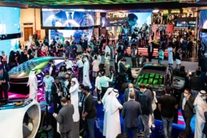 GITEX exhibition hall packed with visitors in the 2022 exhibition, when startup and entrepreneurs showcased their product launches